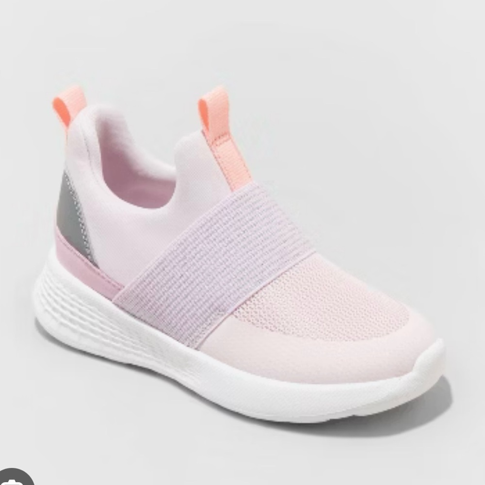 Cat & Jack Pink and Gray Slip-On Sneakers with Elastic Band